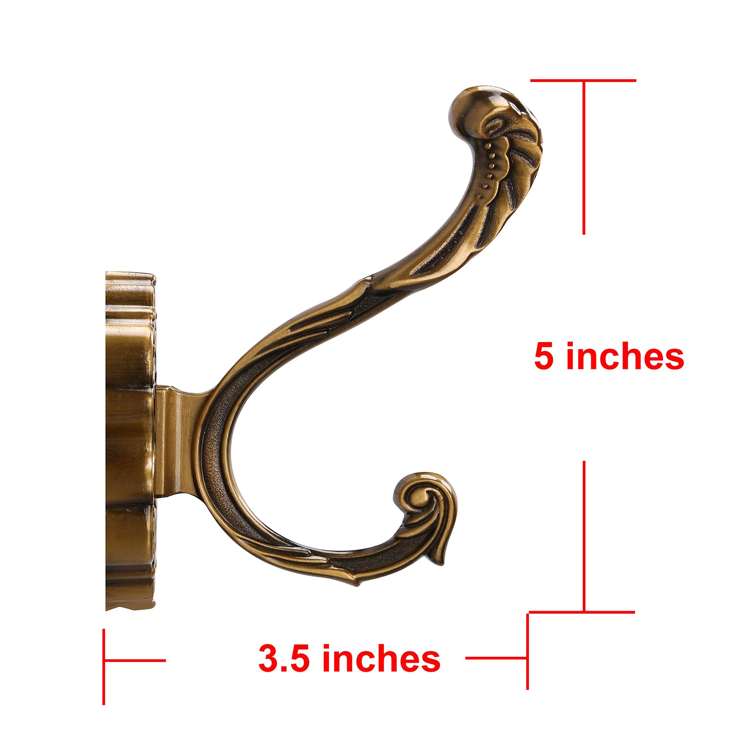 Coat Hooks Wall Mounted - Decorative Towel Hooks - Aluminum Heavy Duty Wall Hooks for Hanging Coats- Pack of 2 Vintage Style โ image 3