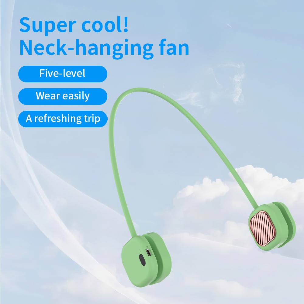 Portable Neck Fan with 5-Speed Adjustable Cooling – Lightweight Rechargeable Bladeless Fan for Travel, Outdoor, Gym, Office Use – Ultra-Quiet & Foldable — image 6