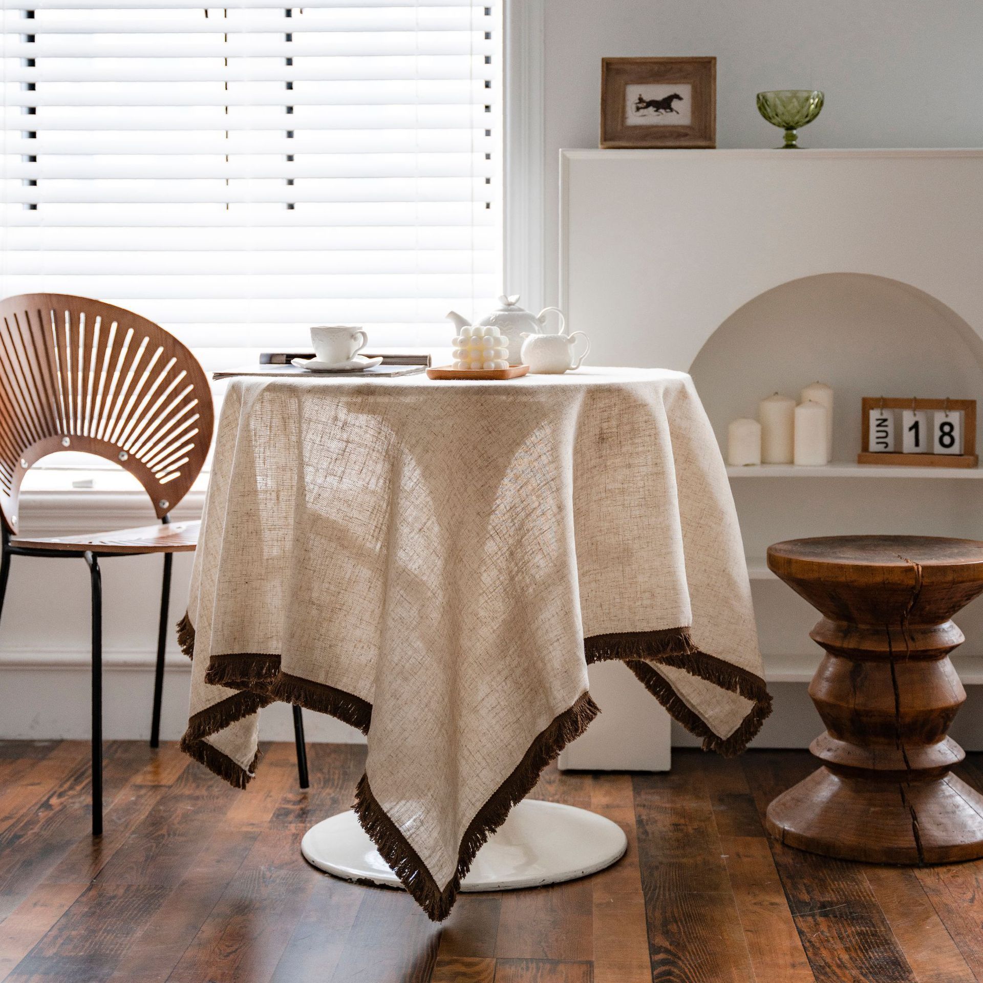 Tablecloth Rectangle Tablecloth Solid Elegant Home Table Decorative Table Cloth Wedding 140*160 cm — image 3
