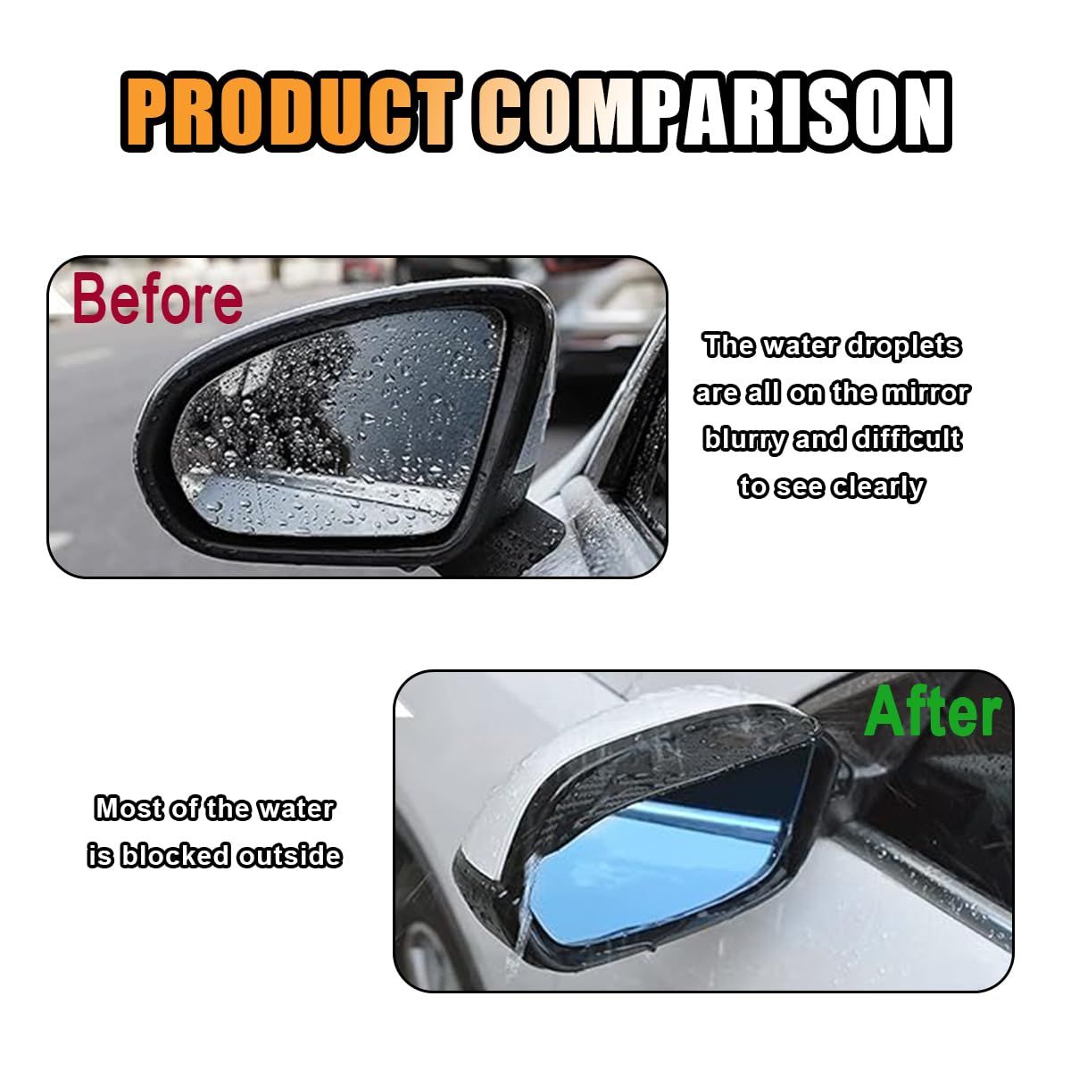 2PCS Car Rearview Mirror Rain Visor Fenders, Carbon Fiber Waterproof Side Mirror Protective Rain Eyebrow Keep(Carbon Fibre Black) — image 2