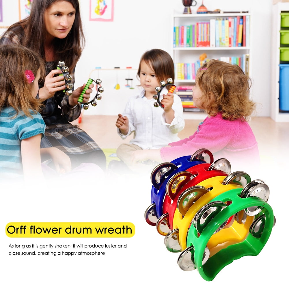 4pcs Hand Tambourine Drum Bell Metal Jingles Percussion Kids Musical Game Toys One Size Multicolor โ image 2