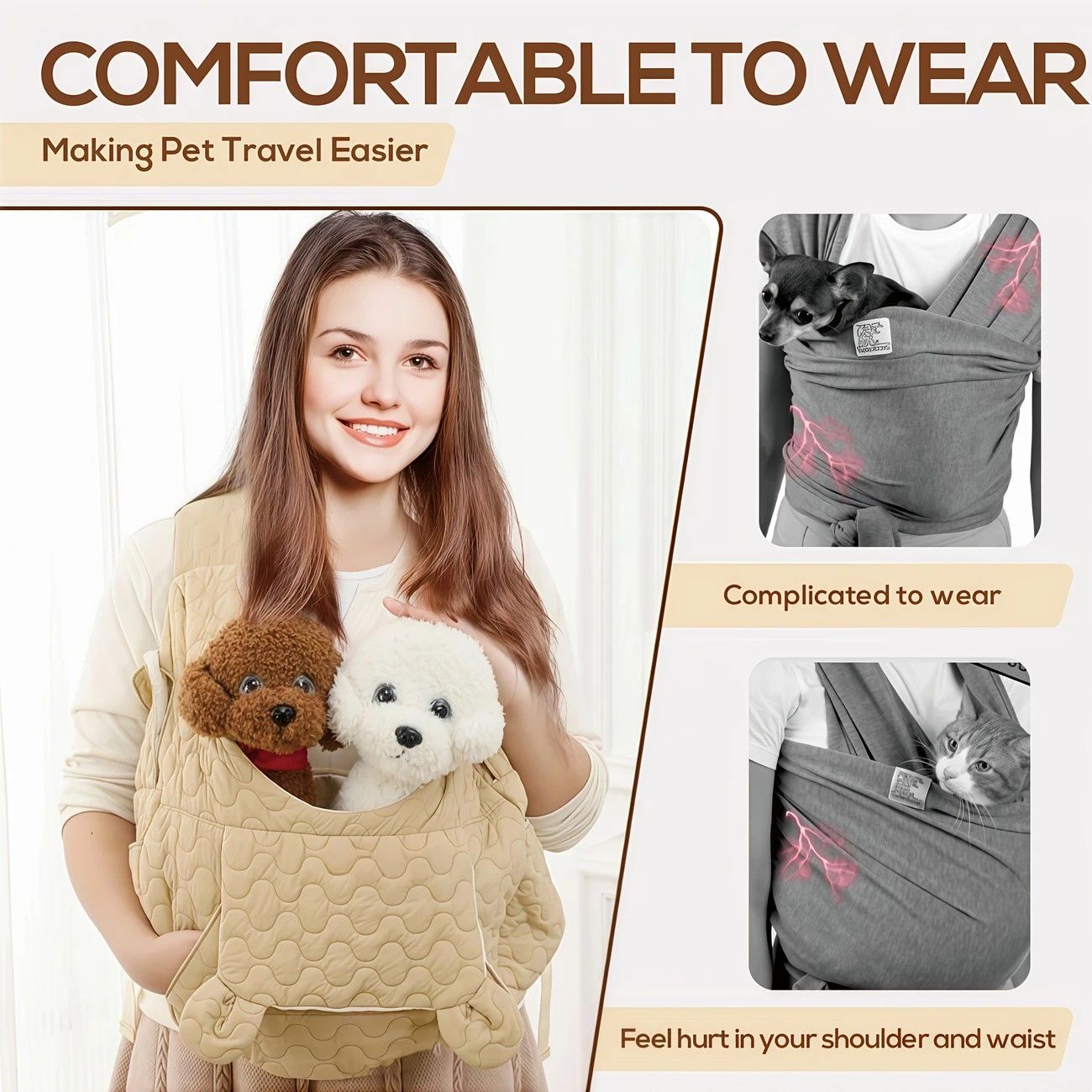 Pet Chest Carrier Front-Facing Backpack Small Dog Cat Breathable Carrier Hands-Free Sling（pink) — image 3