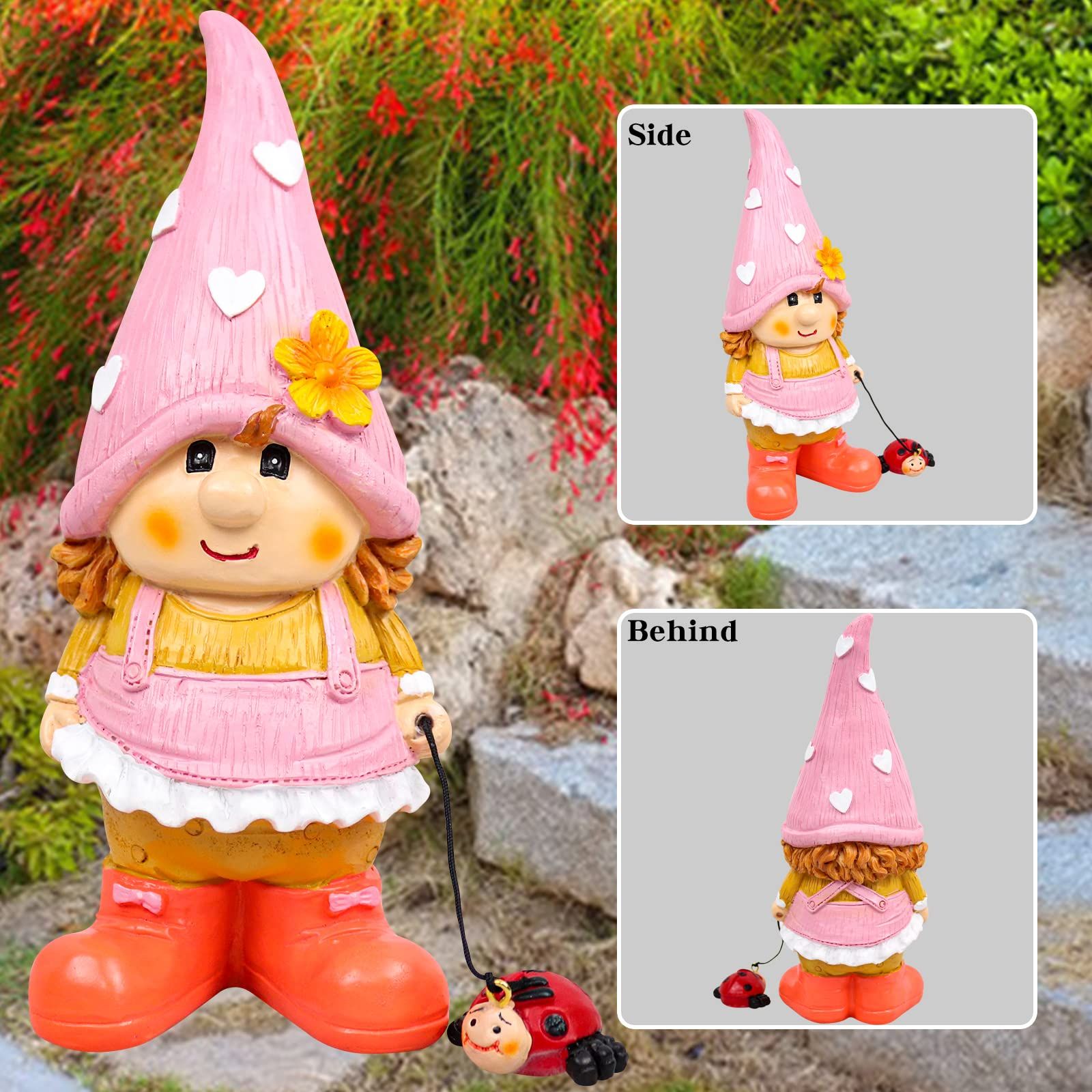 Garden Gnome Outdoor Decoration Statue Naughty Couple Sculpture Decor for Indoor Lawn Yard Patio Ornaments Resin (Gnome Girl) — image 3