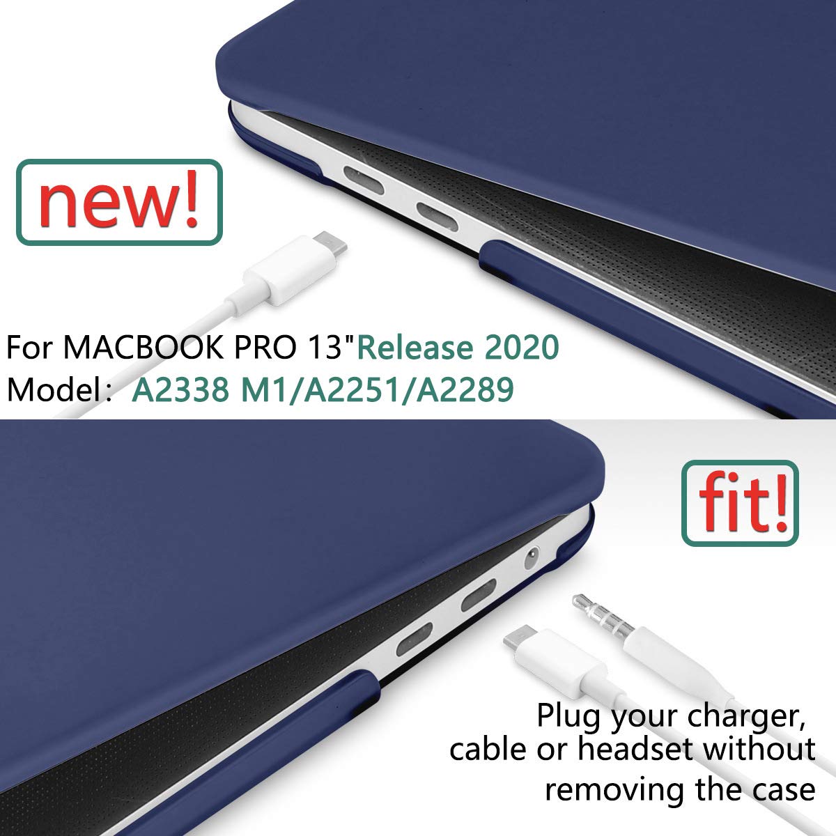 Navy Blue MacBook Pro 13 Inch Case 2016-2023 M1 M2 A2338 A2289 A2251 A2159 Hard Shell Case Keyboard Cover โ image 4