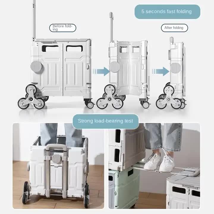 Nordic Green Climbing Wheel Folding Cart - Compact and Durable for Outdoor Camping and Picnics — image 3