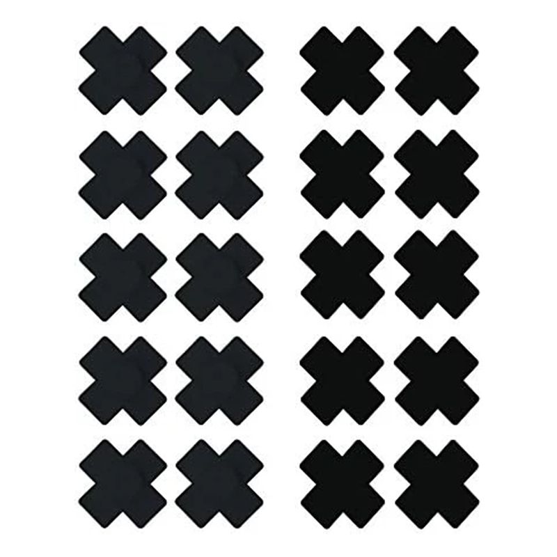 10 Pack Disposable X Plus Sign Cross Self Adhesive Satin Nipple Cover Pasties Stickers Black - Black
