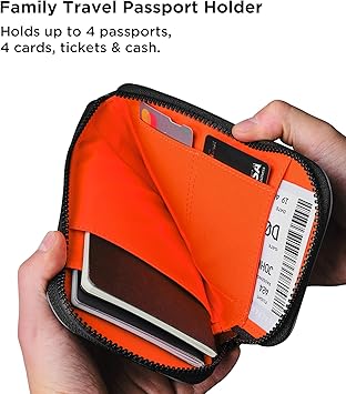 Travel Wallet - RFID Passport Holder, Self Locking Zipper Wear & Tear-Resistant Material, 3 Passport Pockets and 5 Card Slots - HUB Accessories-Grey โ image 3