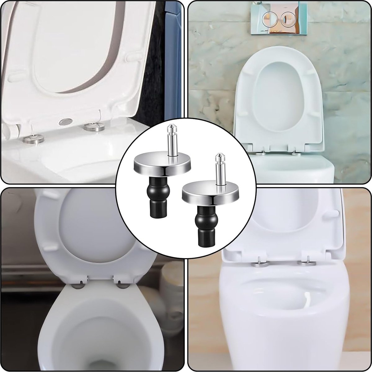 Toilet Seat Hinges - 4 Pieces - Toilet Seat Hinge Set - Universal Hinges for Toilet Seat - Toilet Seat Installation Mounting Kit - Stainless Steel - Adjustable — image 3