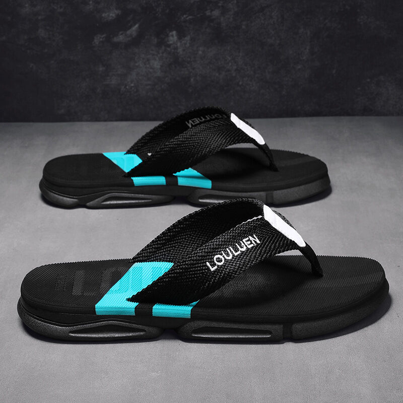 Men's Flip Flops: 4 Colors, EVA-PVC Blend, Comfort & Style for Summer Beach & Daily Wear(Black-green-43)