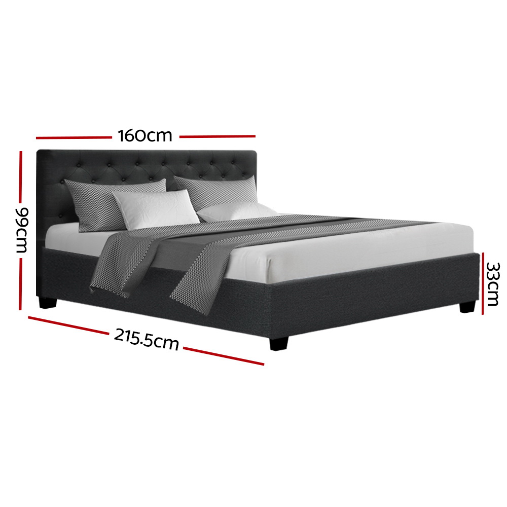 Artiss Bed Frame Queen Size Gas Lift Charcoal VILA โ image 2