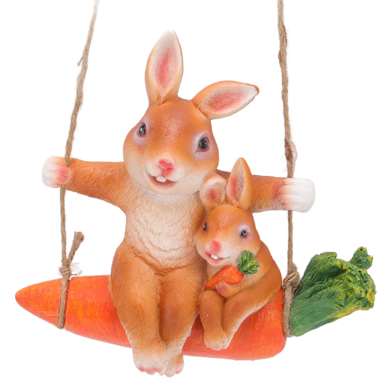 Ornament Brown Rabbit Carrot Swing Resin Modern Delicate Garden Home Decoration Gifts — image 2
