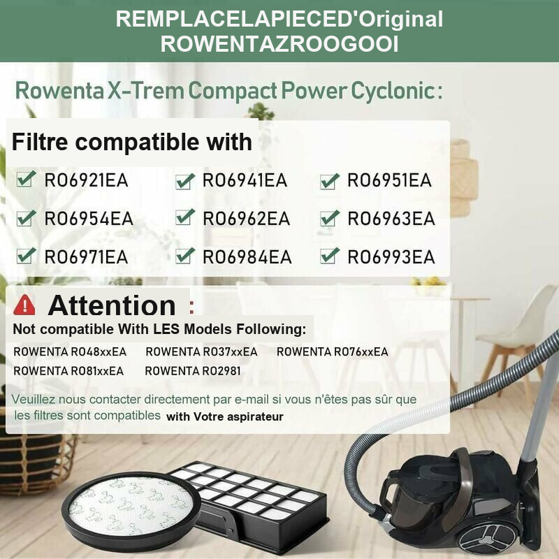 2 Pack Replacement Filters Compatible with Rowenta X Trem Power Cyclonic Vacuum Cleaner ZR006001 RO69xx RO72xx — image 2