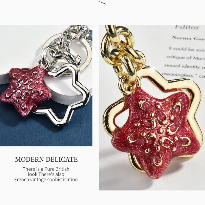 Star pattern Keychain Bag Charm Silvery(Pack of 1)- Metal Alloy Pendant with Lobster Clasp, 4.3cm Decorative Accessory for Handbags, Backpacks, and — image 6