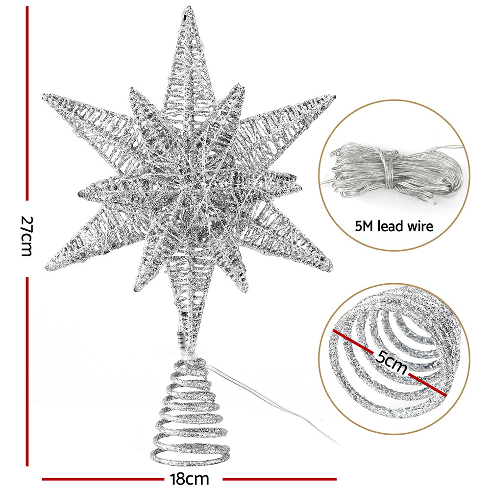 Jingle Jollys 3D Christmas Tree Topper Star LED Decorations Xmas Party Timer — image 2