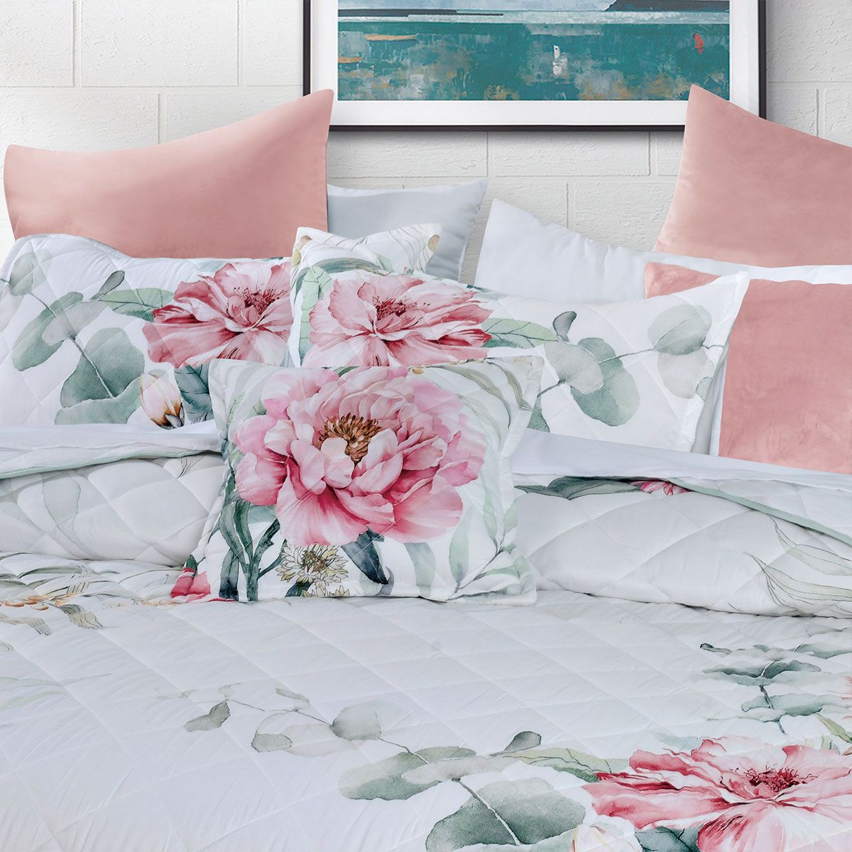 Bianca Coleraine White Floral Printed Bedspread Set Super King โ image 3