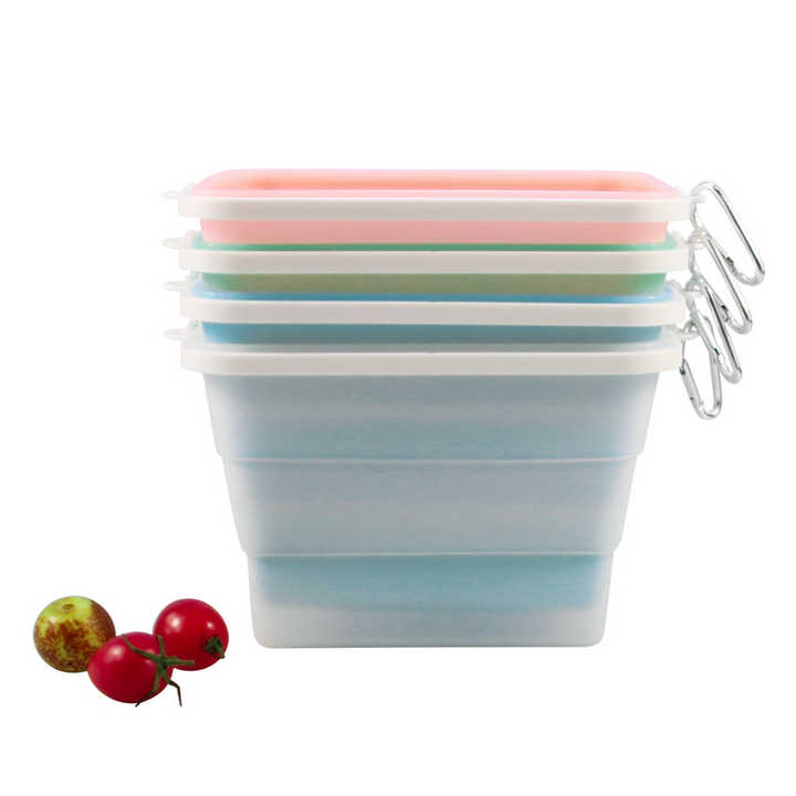 2 Pcs Pink Collapsible Silicone Food Storage Container - Microwave & Freezer Safe Lunch Box — image 4