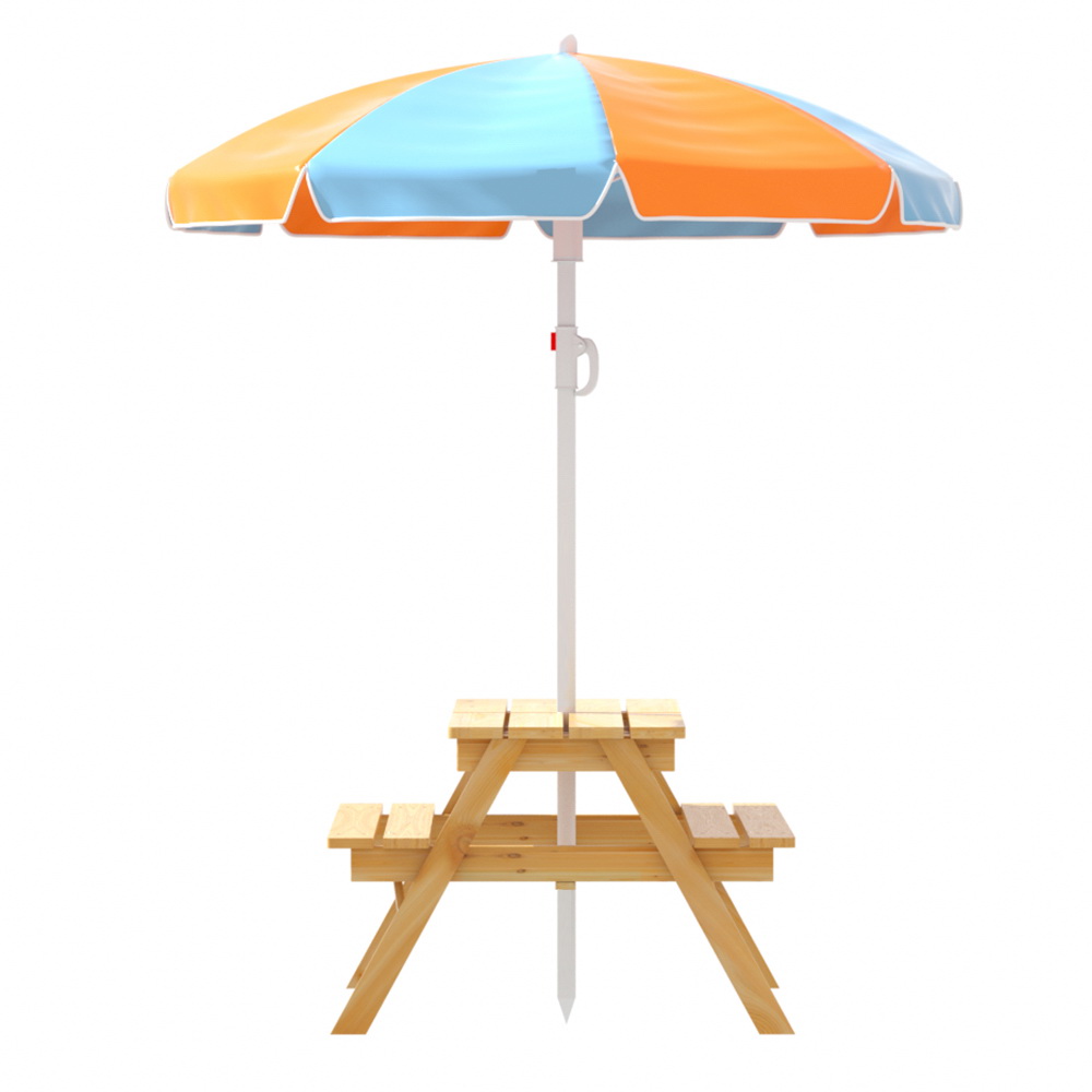 Keezi Kids Outdoor Table and Chairs Picnic Bench Umbrella Set Water Sand Pit Box — image 4