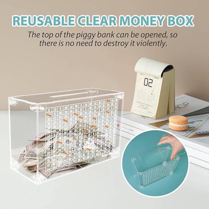 Piggy Bank for Adults, $5000, Clear Coin Bank for Boys and Girls, 225 Days Openable Piggy Bank Money Box, Kids' Money Banks — image 3