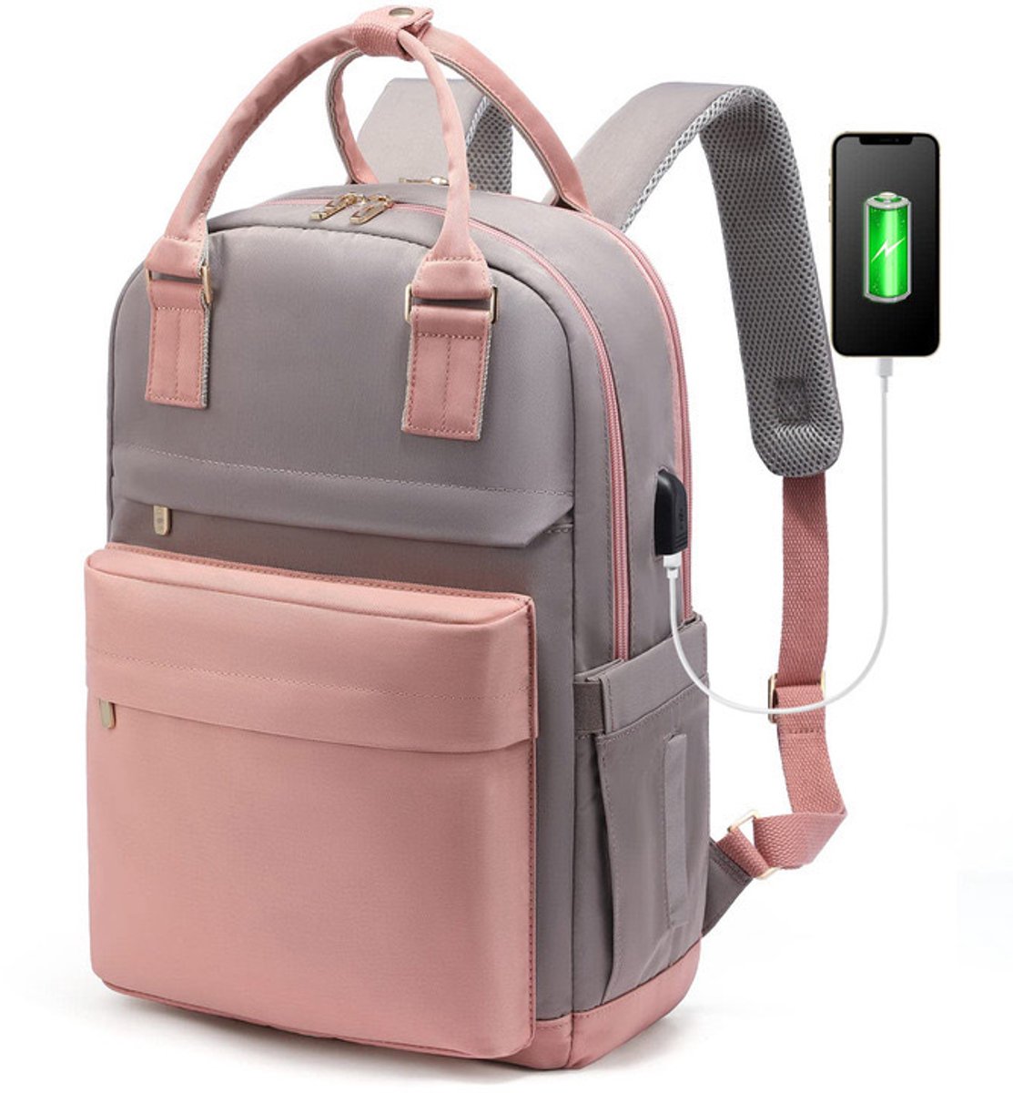 Nieuwe 2025 Backpack - 40L Travel Bag - Maximum Capacity - Laptop Backpack - School Backpack - For School and University Trips - Pink/Grey