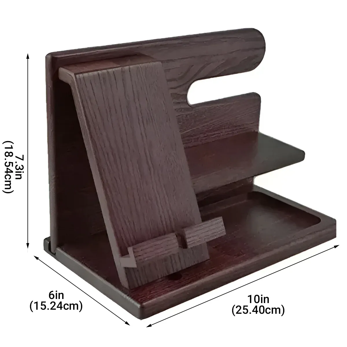 Solid Wood Multi function Desktop Phone Stand Durable Stable Non Slip Space Saving — image 3