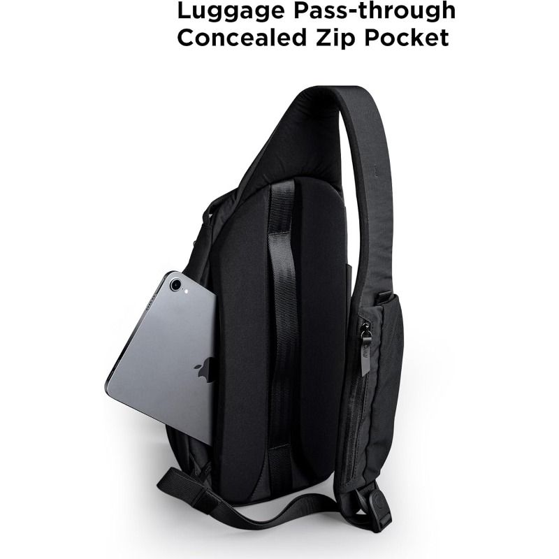 Black Blue sling backpack, luggage pass-through, concealed zip pocket, travel backpack, high-quality backpack, tablet backpack, Australia travel, everyday