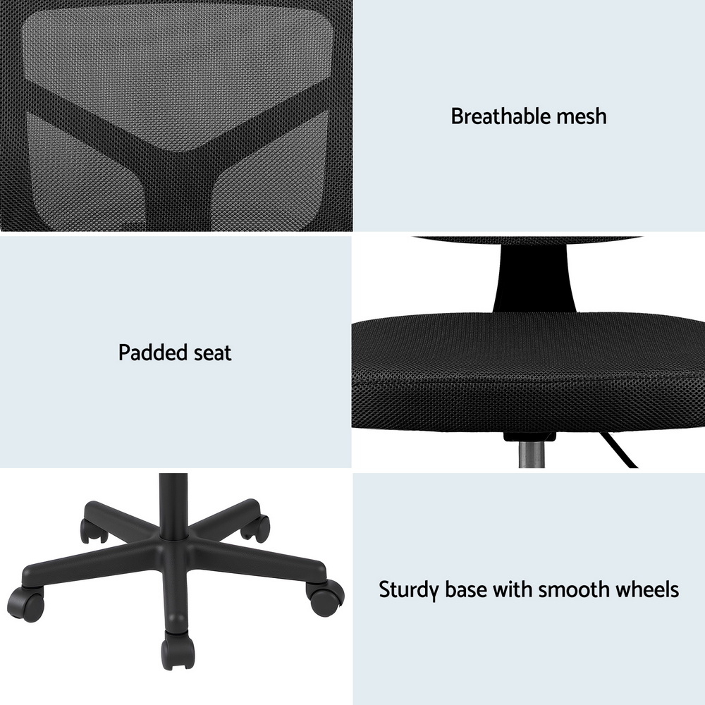 Artiss Armless Office Chair with Wheels, Ergonomic 360° Swivel Home Office Desk Chair, Height Adjustable Computer Task Chair with Fabric Back and Seat for — image 6