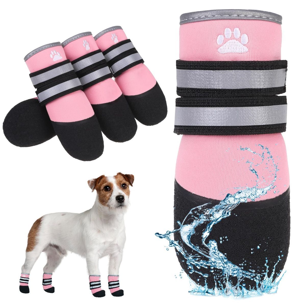 Dog Shoes for hot/Cold Pavement, Waterproof Dog Booties to Prevent Licking for Small Medium Large Size Dogs, Anti-Slip Dogs Boots & Paw Protectors