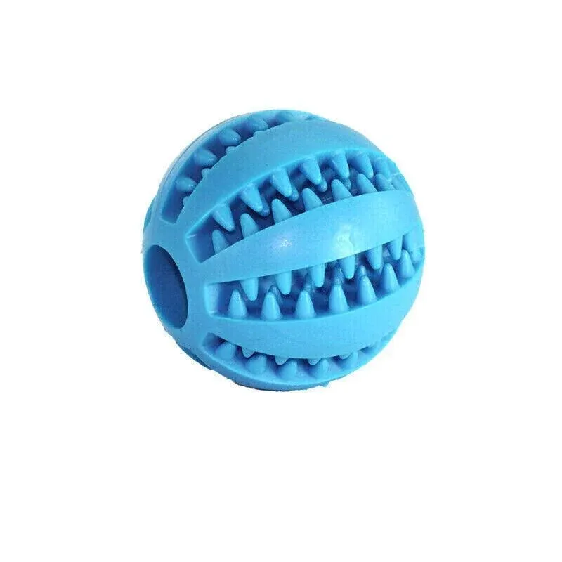 Dog Chew Toy Rubber Ball Treat Dispenser Dental Cleaning Training Play Ball - Dark Blue Spherical (Small)