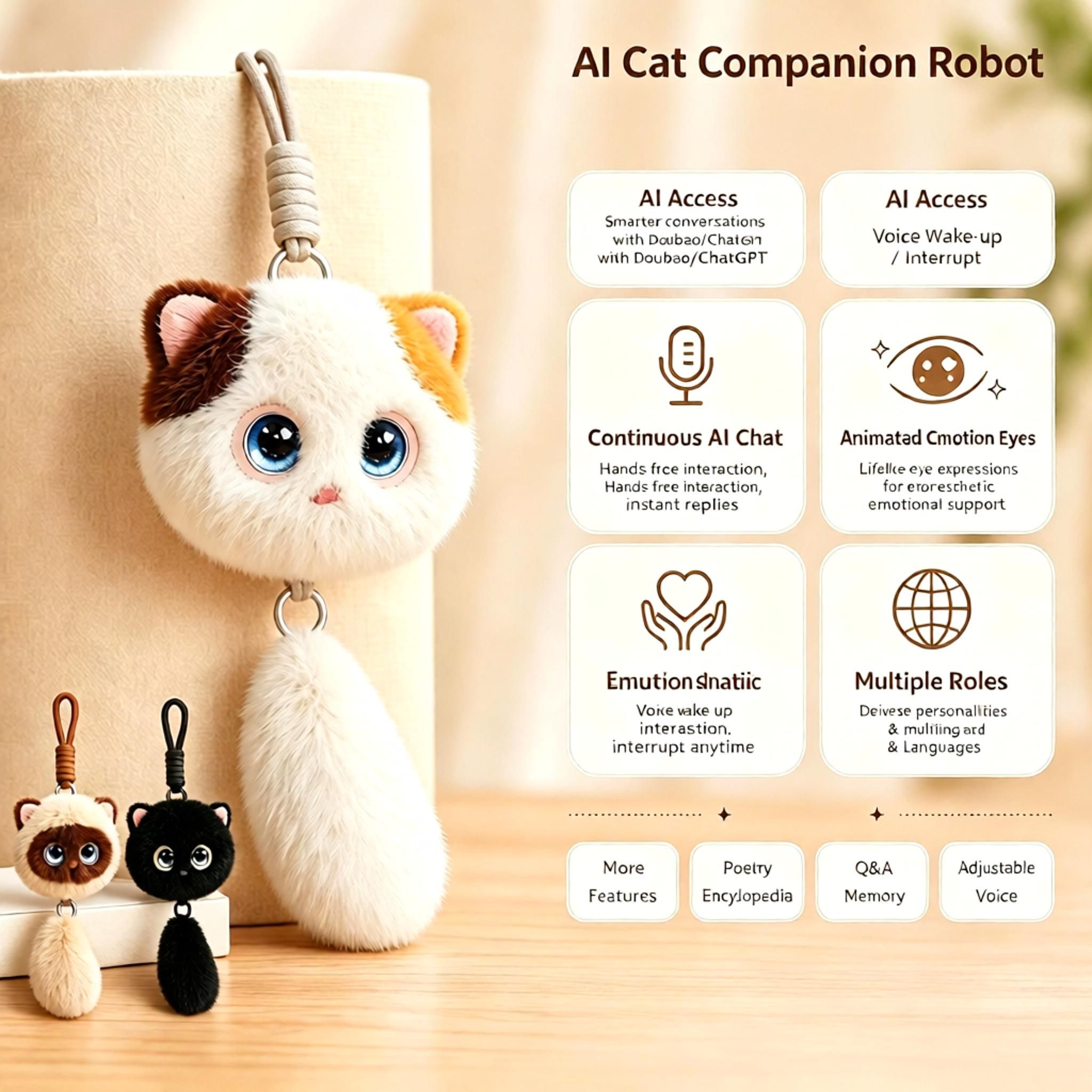 AI Cat Companion Robot - Interactive Emotional Support Pet with 40+ Languages Voice Cloning Long-term Memory - Touch Sensitive Smart Toy for Kids Adults โ image 6