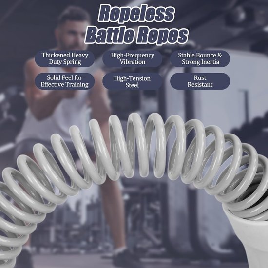 2-Pack Cordless Battle Ropes - Battle Rope - Fitness Rope - Soft Grip - For Home Gym & HIIT - Portable Arm and Core Trainer - Gray — image 5