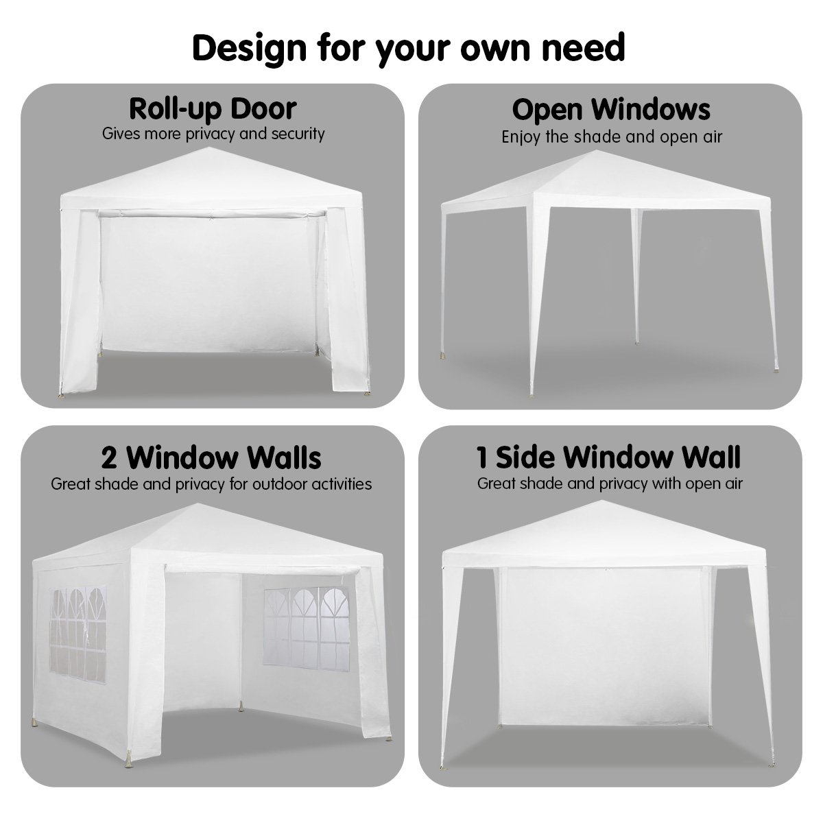 Wallaroo 3x3m Outdoor Party Wedding Event Gazebo Tent - White — image 3