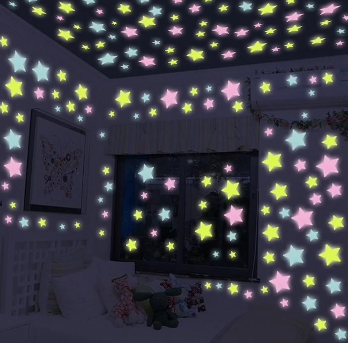 100pcs Luminous Stars for Ceiling and Wall Decorations, MultiColor โ image 4