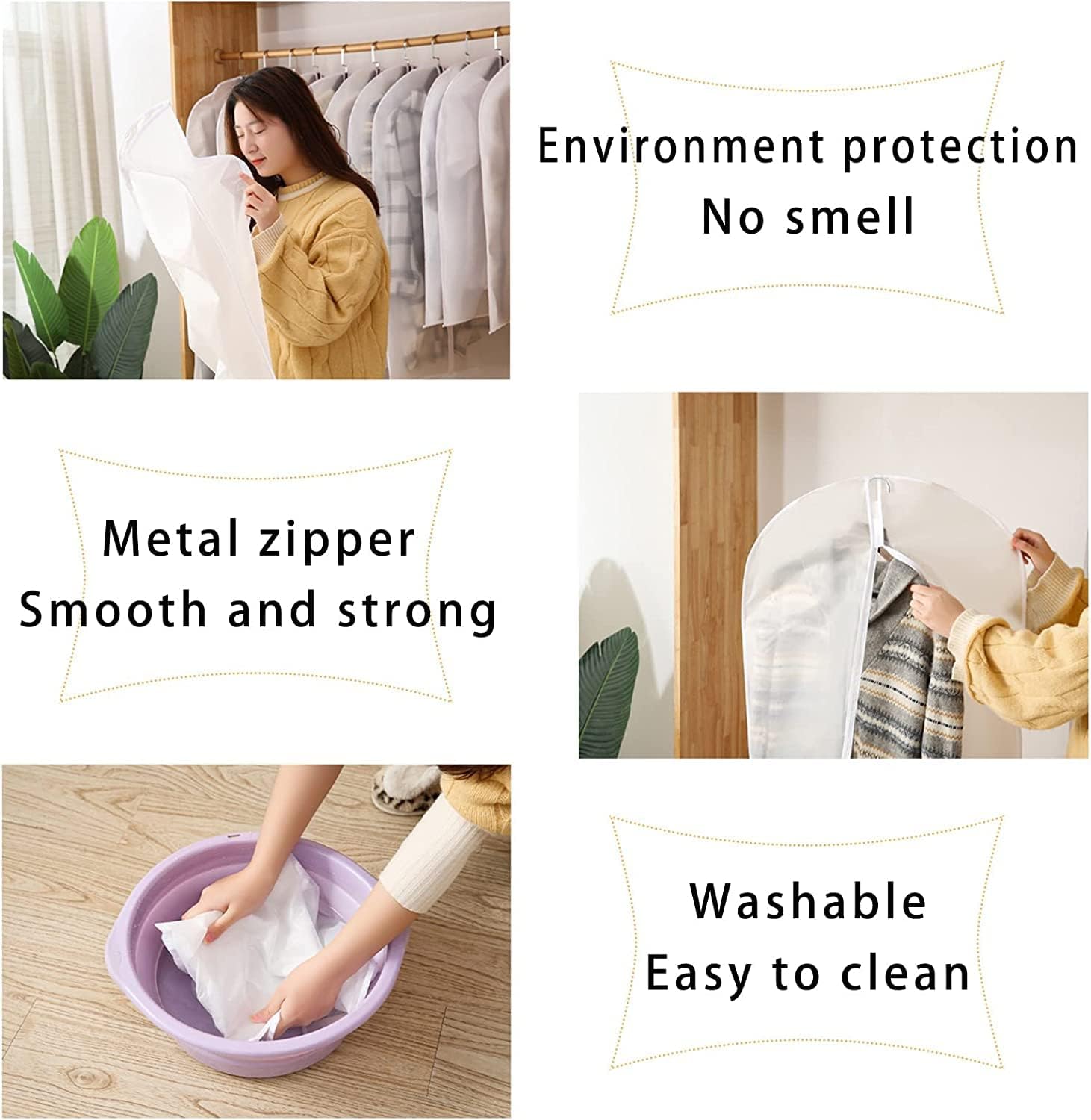 Garment Bag Suit Bag, 5 Pack Coat Cover Clothes Storage Bags Garment Dust Cover Bags with Zipper for Coat Suits Dresses Costumes Uniforms (40 × 24in, L) — image 2