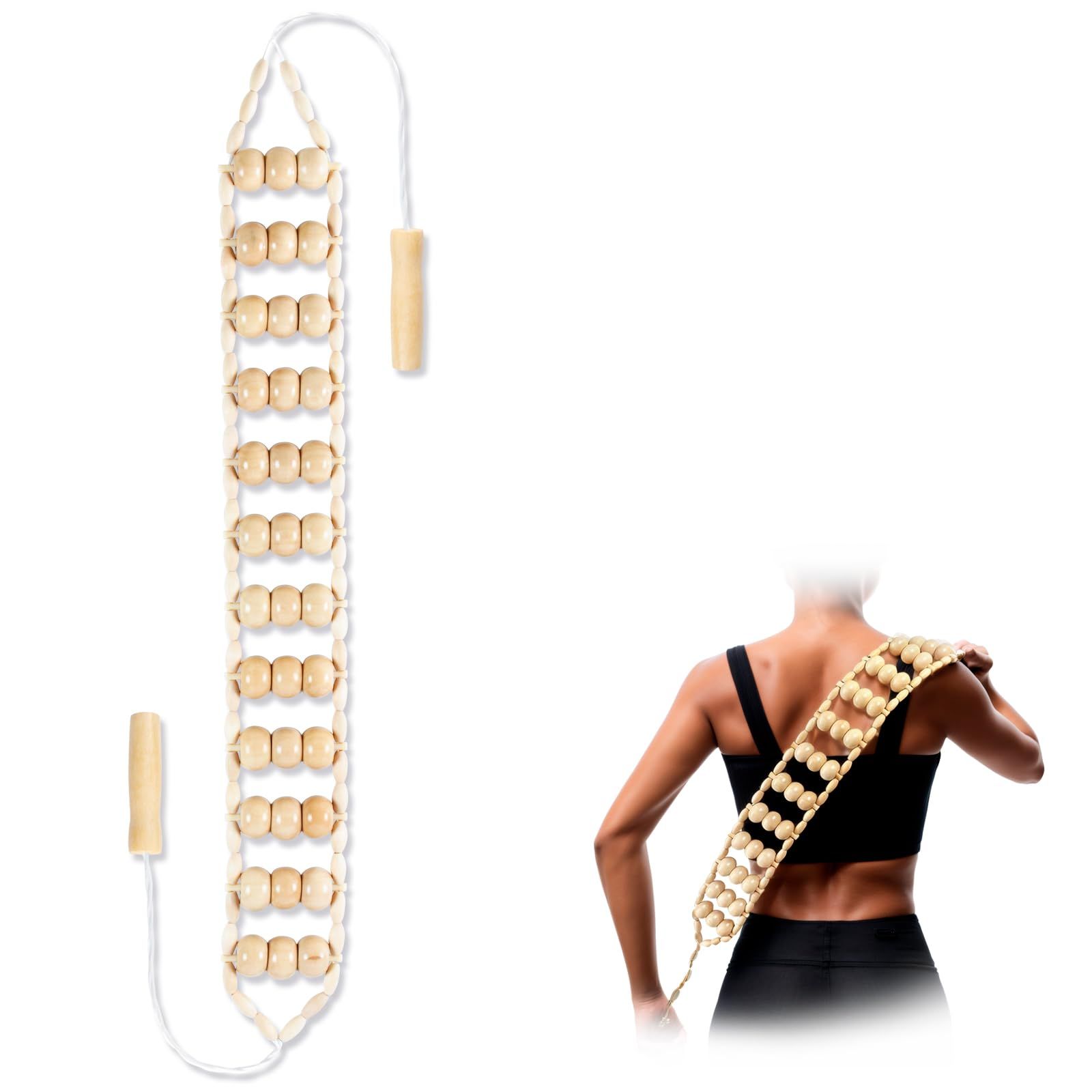 Massage Tools, Back Wooden Massage Roller Rope Tool Kit Professional Cellulite Massager for Body Shaping, Contouring