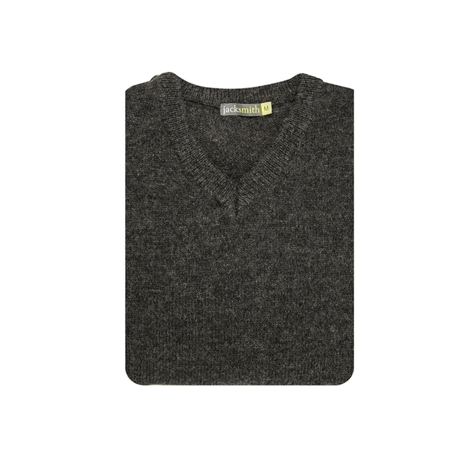 100% Shetland Ragg Wool V Neck Knit Jumper Pullover Mens Sweater Knitted - Charcoal โ image 5