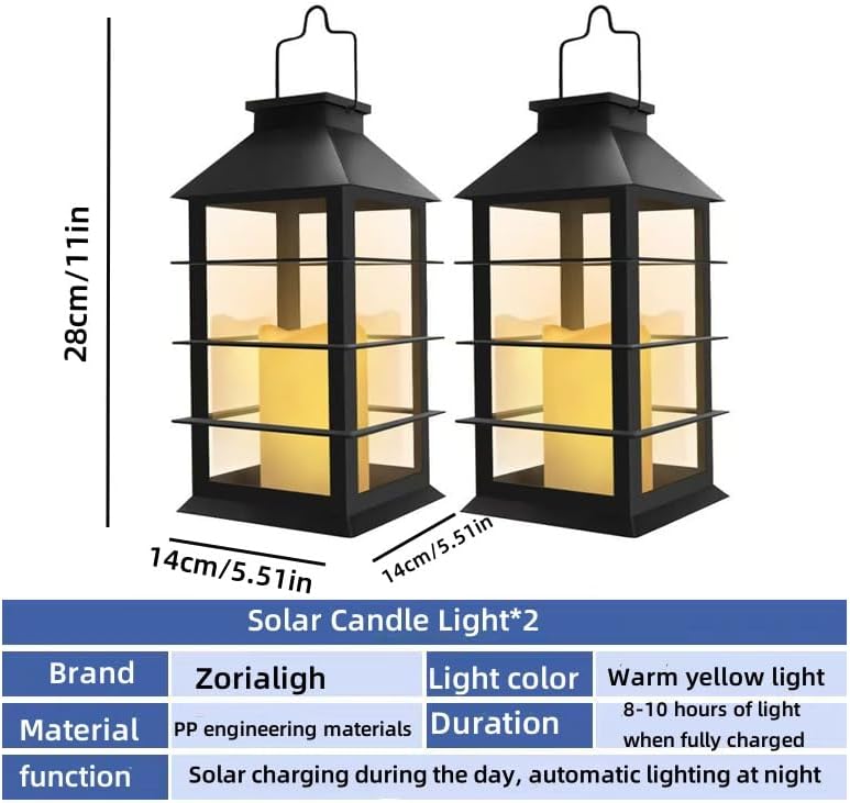 Waterproof outdoor solar lamp with candle flame effect, energy saving, warm white LED for patio, garden, lawn, terrace, tent, tree and garden - 2-pack — image 5