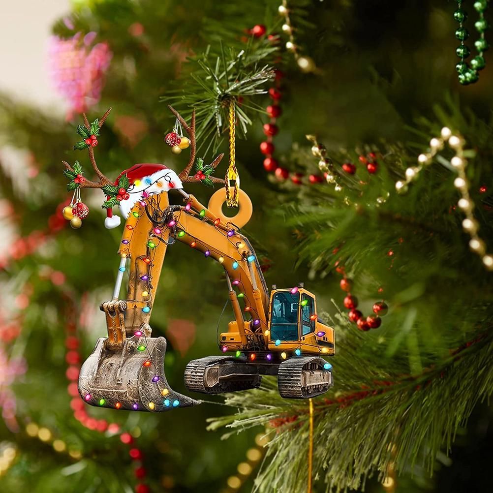Christmas Tree Pendant Hanging Decoration Gift Personalized Fire Truck Vehicle Truck Boat Excavator Pendant — image 5