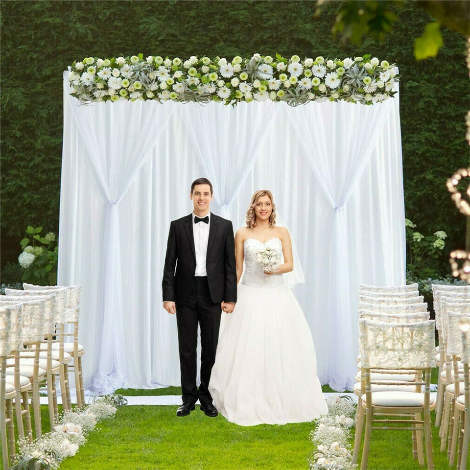 3mx6m 10ft Silk White Backdrop Drapes Curtain Wedding Ceremony Party Home Window Decor โ image 2