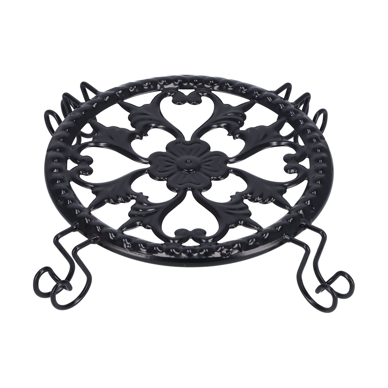 Flower Pot Stand Black Elegant Light Weight Stable Wrought Iron Plant Riser for Living Room Balcony Office