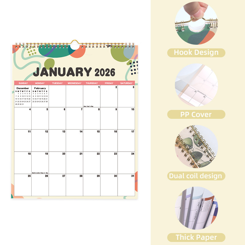 Calendar 2026 - Hangable 12 Months - Calendar - With wire-o-binding - Yearly calendar - Monthly planner - Wall calendar - 37 × 30cm — image 2