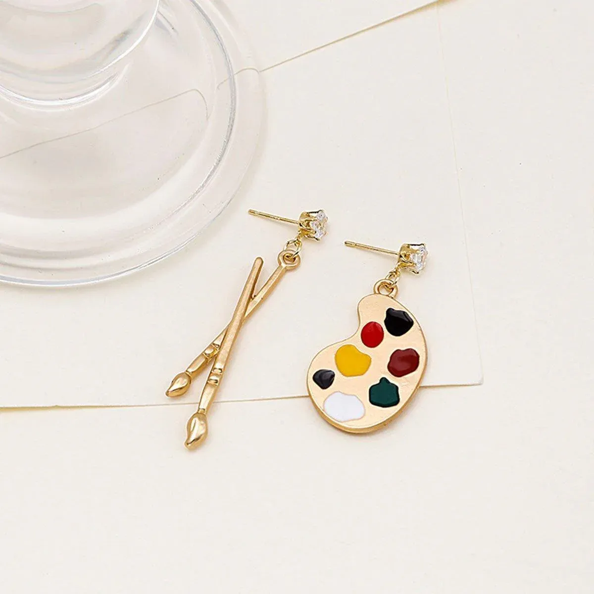 Artistic Asymmetric Earrings Brush and Drawing Board Design Creative Jewelry — image 4
