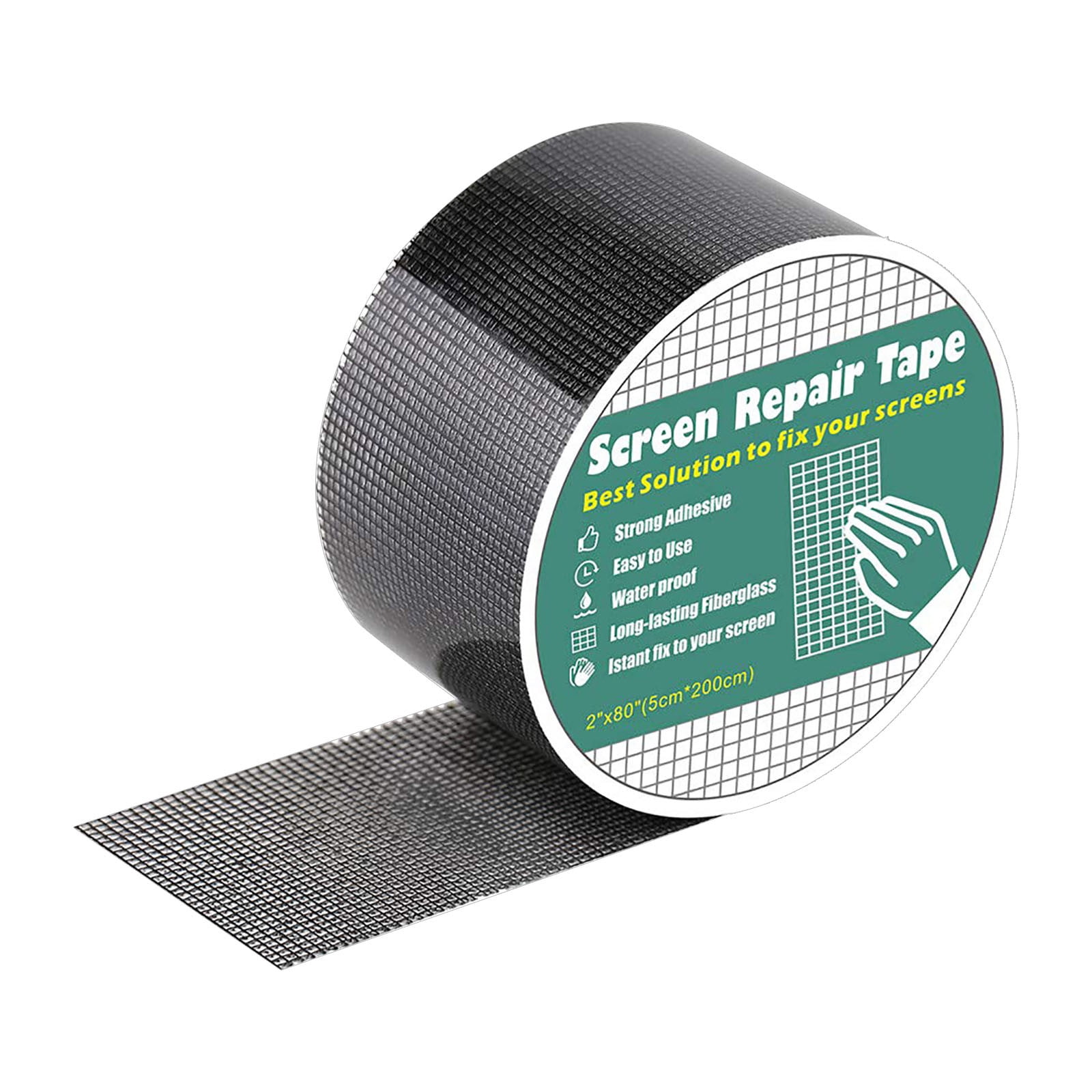 Mosquito Screen Repair Tape, Self-Adhesive Fiberglass Patch for Door & Window Mesh, 5x200cm Strong Fix for Rips & Tears, High-Low Temp Resistant Net Sticker