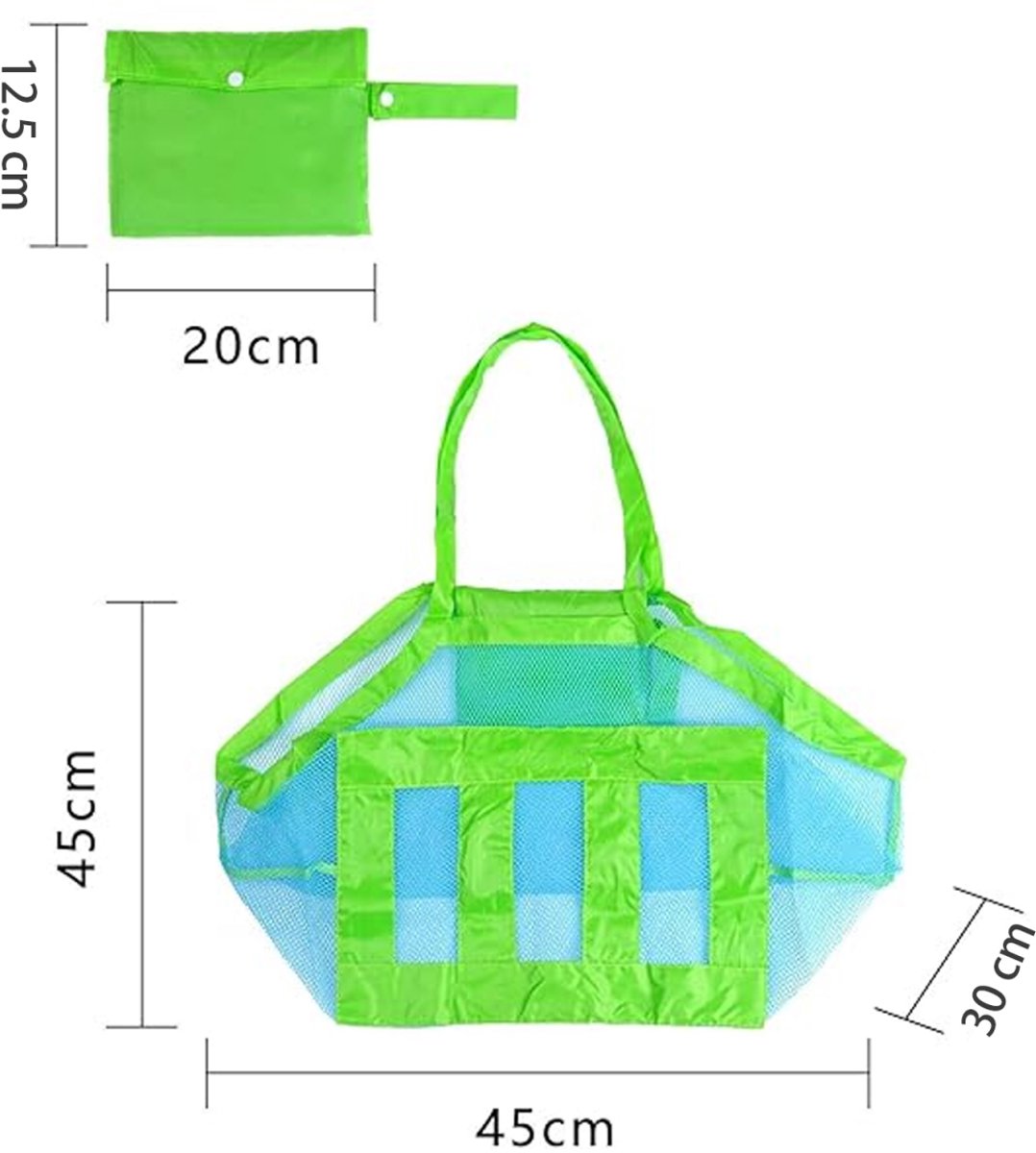 2 pieces - beach bag - 45*45*30 cm - mesh beach bag - lightweight beach bag - foldable storage bag - suitable for children's beach trips, toys โ image 2