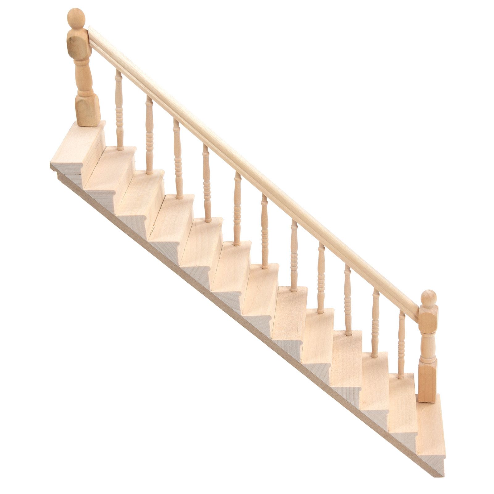 Doll House Stairs Glossy Rounded Corners Birch Material DIY Vivd Cute 1/12 Scale Miniature Staircase for CraftsRight โ image 2
