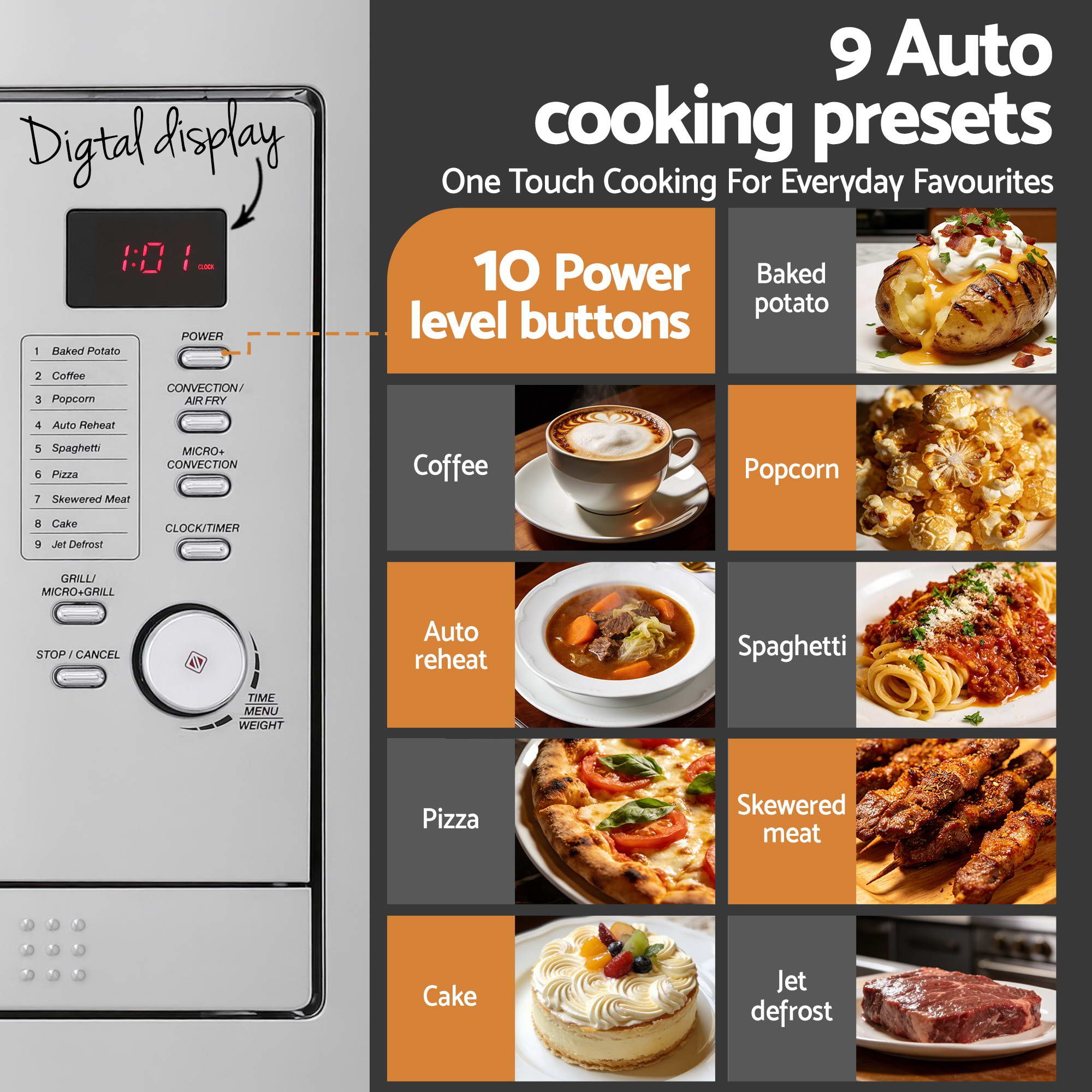 Devanti Built In Microwave Oven 30L Grill Air Fry Convection Silver — image 6