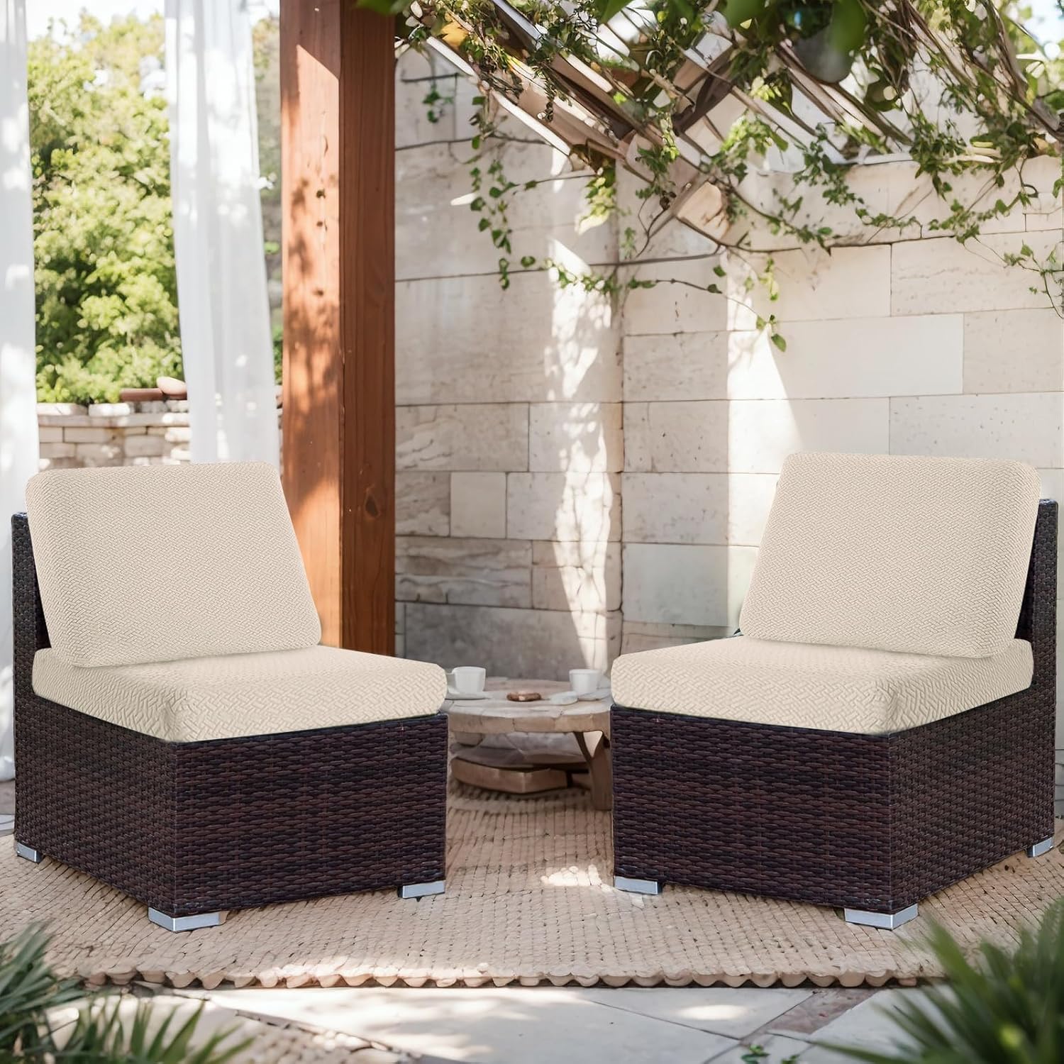 Outdoor Waterproof Couch Cushion Covers, Stretch Individual Patio Chair Cushion Outdoor Seat Cushion Pad Replacement Sofa Cushion Protector Sofa Slipcover — image 6