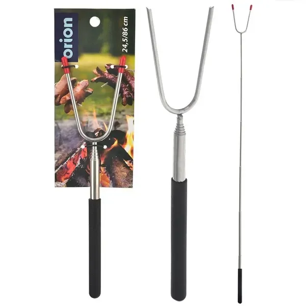 Telescopic Campfire Roasting Fork, Double Prongs, Stainless Steel, Rotating Handle, for Camping, Picnics and Outdoor Cooking, Black — image 6