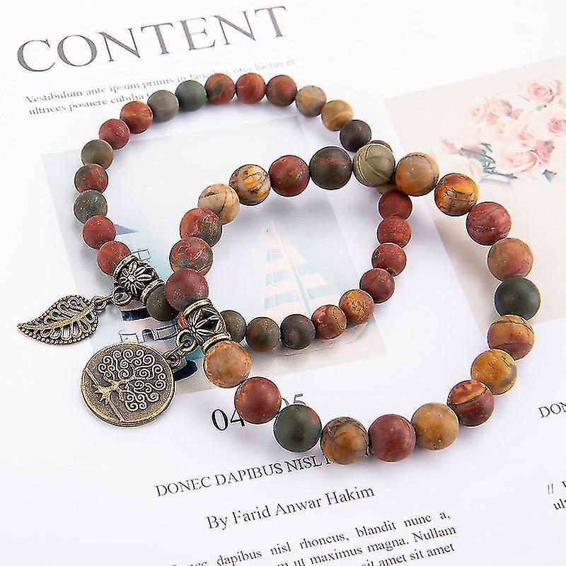Th Bracelets For Women - Healing Crystals Bracelet Women Natural Gemstones Yoga Reiki Bangle- Set Of Double Bracelets(2 Pcs, Brown) โ image 3