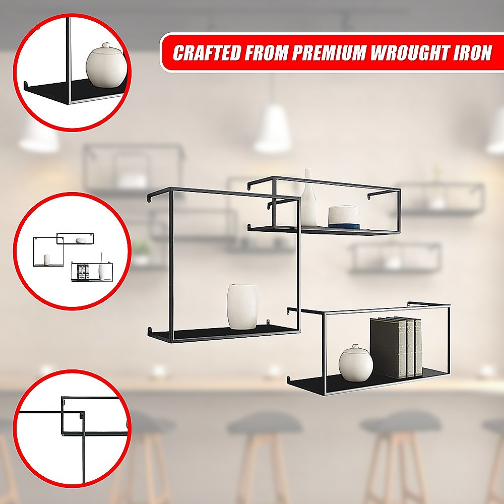 Floating Shelves Retro Industrial Ledge Black Metal Display Stand โ image 6