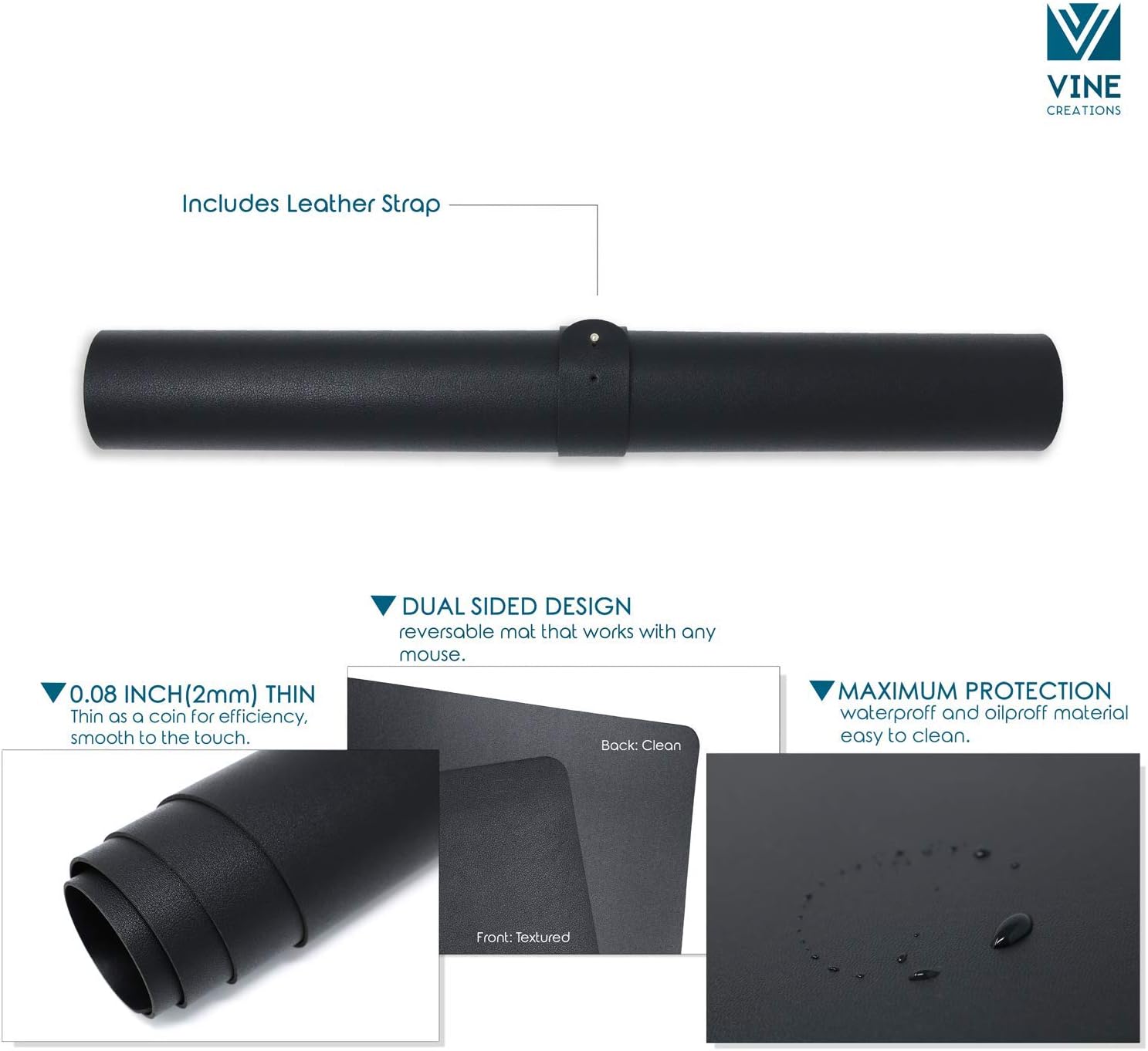 Leather Desk Pad 36" x 20", Office Desk Mat Waterproof Black - Premium Quality - Smooth Mouse Writing Surface - Maximum Protection Dual-Sided Pu Leather โ image 5